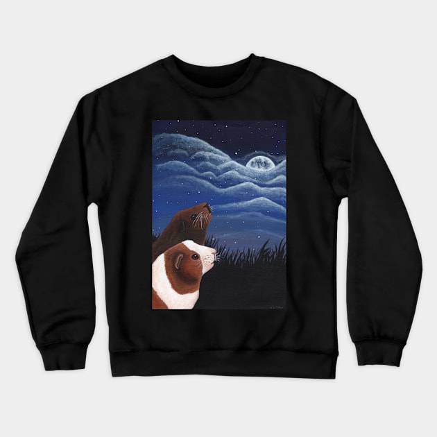 Guinea Pigs Under the Moon Crewneck Sweatshirt by WolfySilver